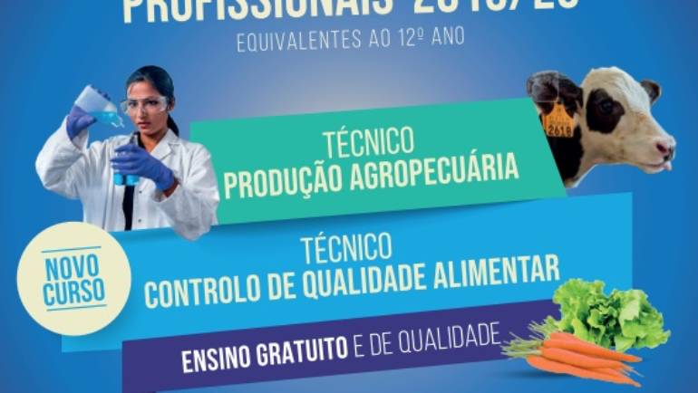 CURSOS PROFISSIONAIS DE TÉCNICO DE CONTROLO DE QUALIDADE ALIMENTAR E DE TÉCNICO DE PRODUÇÃO AGROPECUÁRIA COM INSCRIÇÕES ABERTAS