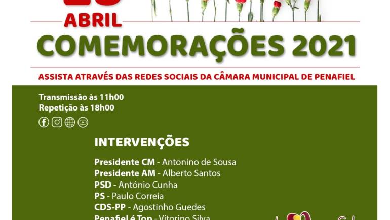 CÂMARA DE PENAFIEL CELEBRA 25 DE ABRIL COM CERIMÓNIA ONLINE